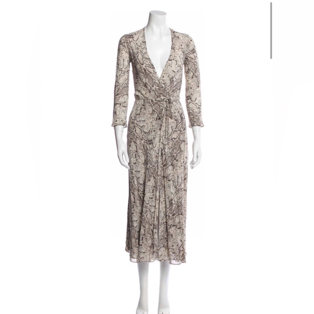Reformation Snakeskin Wrap Dress XS